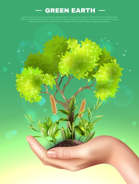 Free Vector realistic hand plants ecology illustration