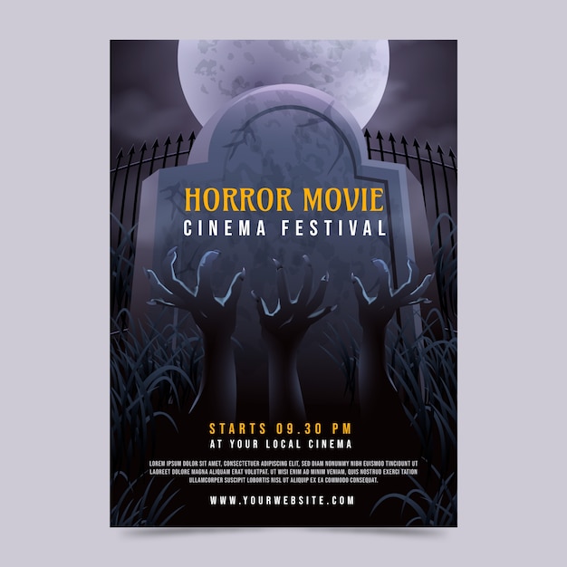 Free Vector realistic  horror movie poster