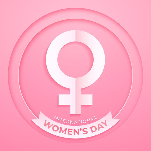 Realistic international women's day sign in paper style