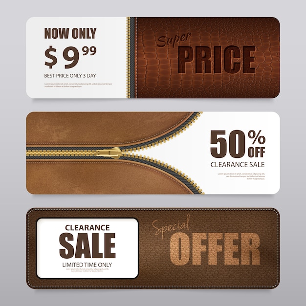 Free Vector realistic leather texture sale banner