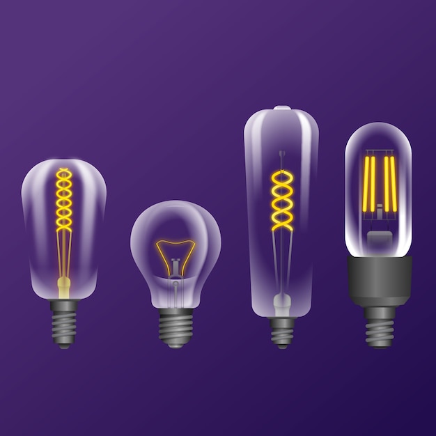 Free Vector realistic light bulbs with filament