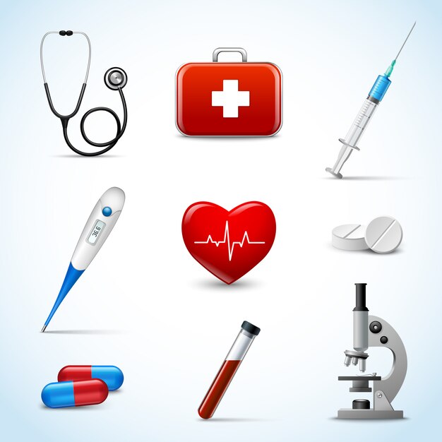 Realistic Medical objects set