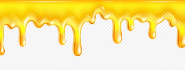 Realistic melted honey on transparent background