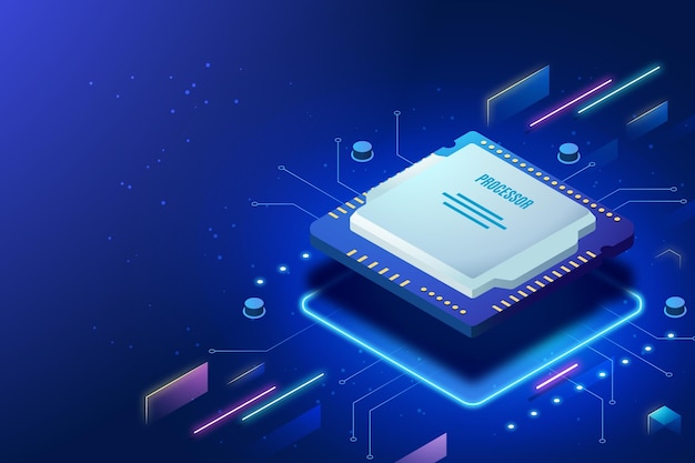 Free Vector realistic microchip processor background