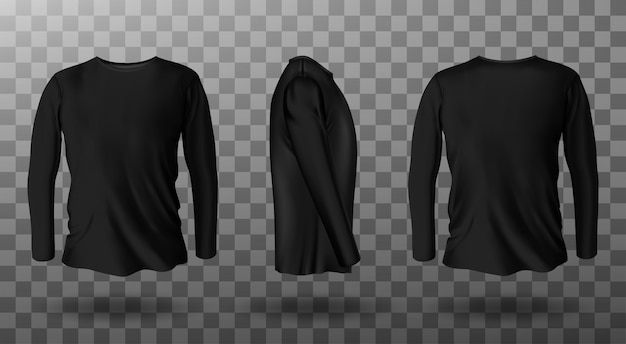 Realistic mockup of black long sleeve t-shirt