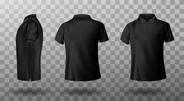 Free vector realistic mockup of male black polo shirt