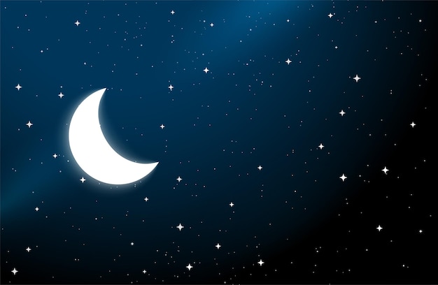 Free Vector realistic moon and starry midnight background design