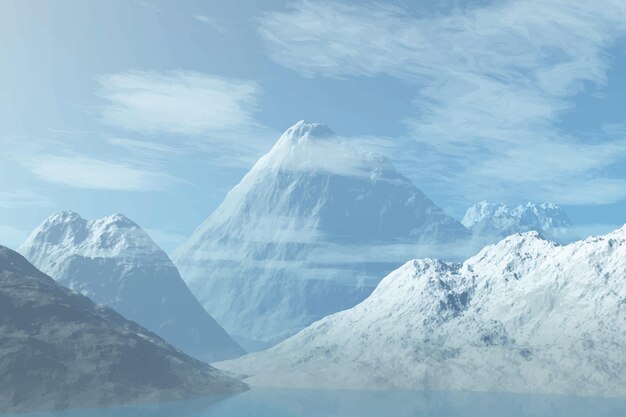 Realistic mountain landscape illustration