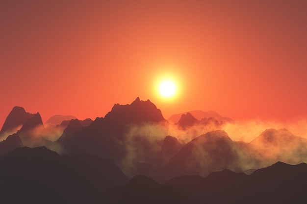 Free vector realistic mountain landscape