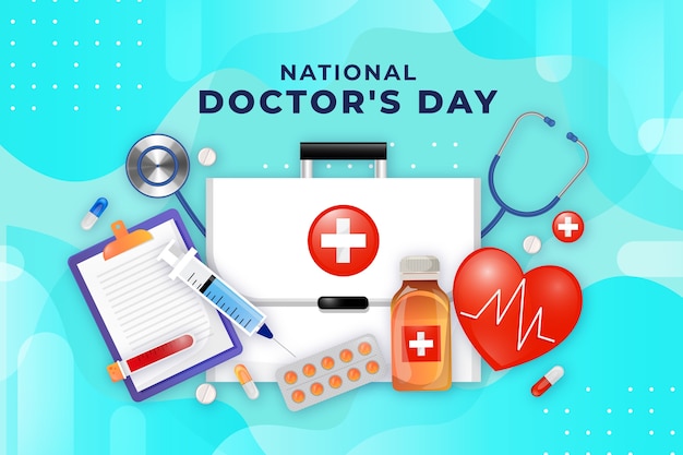 Free vector realistic national doctor's day background with medical equipment