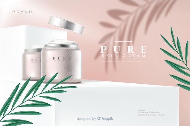 Free Vector realistic natural cream ad template