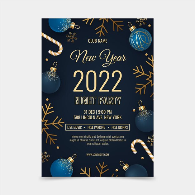 Realistic new year party flyer template