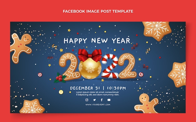 Free vector realistic new year social media post template