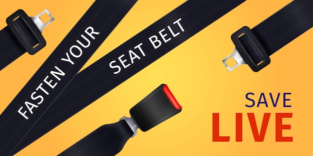 Free vector realistic passenger seat belt poster of social advertising illustration