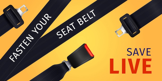 Realistic passenger seat belt poster of social advertising illustration