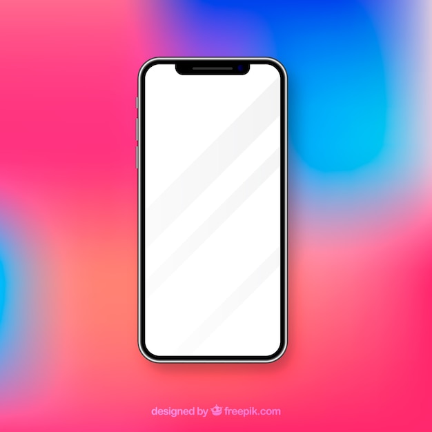 Free vector realistic phone with white screen