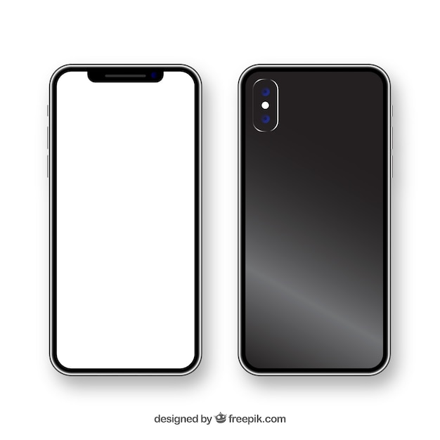 Free vector realistic phone with white screen