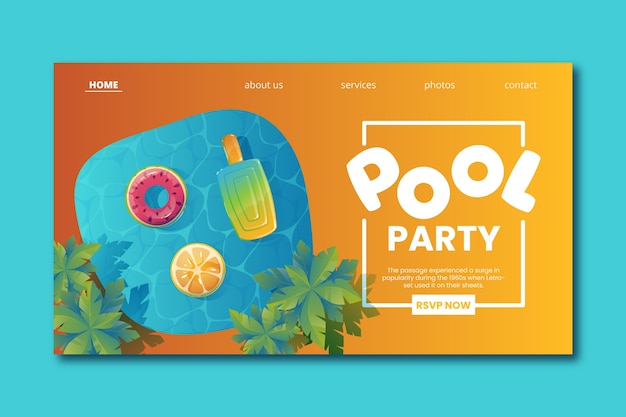 Free Vector realistic pool party landing page