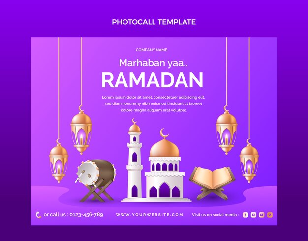 Realistic ramadan photocall template