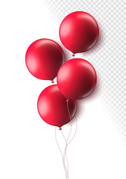 Realistic red 3d balloons isolated on background Helium air balloons for Birthday parties