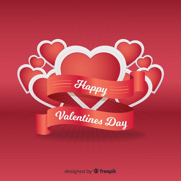 Free Vector realistic ribbon valentine background