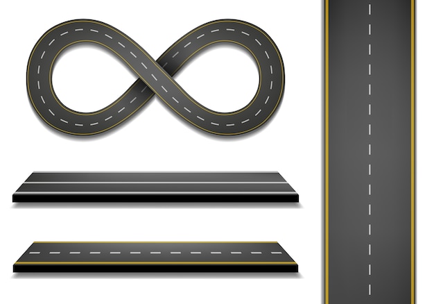 Free vector realistic road shapes illustration set