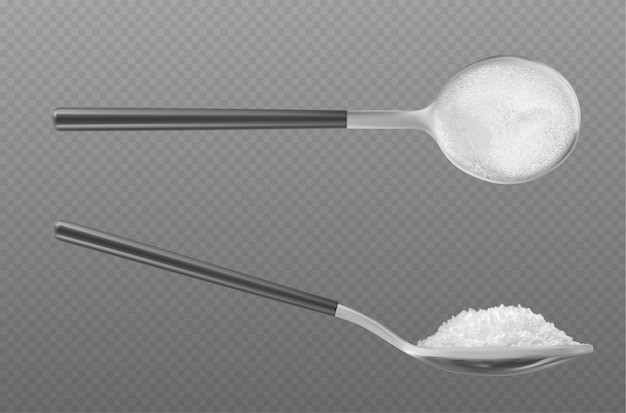 Free Vector realistic salt crystal powder in spoon