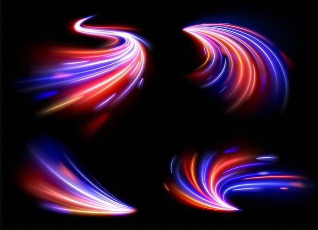 Free vector realistic set of long exposure light effects