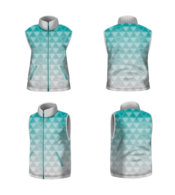 Free vector realistic sleeveless jacket set