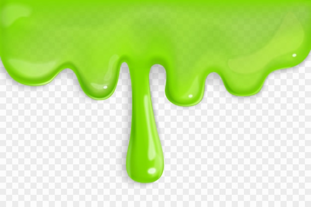 Realistic slime backdrop with green jelly liquid on transparent background vector illustration