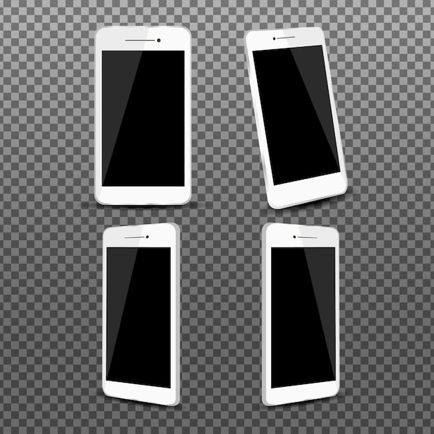 Free vector realistic smartphone in different views pack