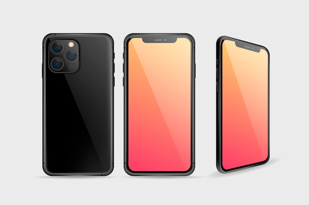 Realistic smartphone front and back