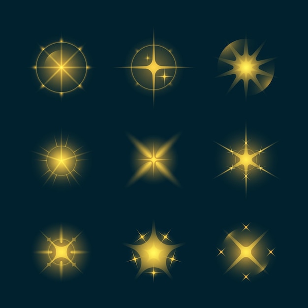 Free Vector realistic sparkling star collection