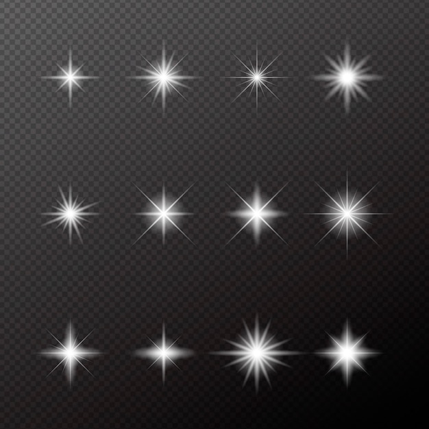 Free Vector realistic sparkling star collection