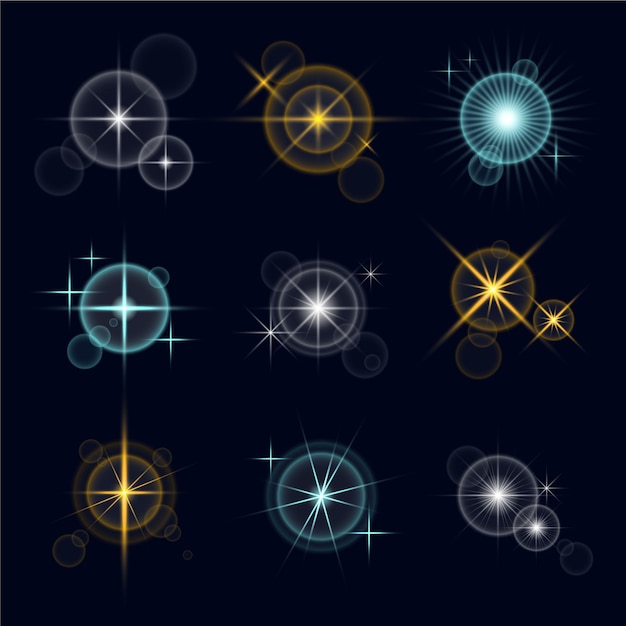 Free Vector realistic sparkling stars collection