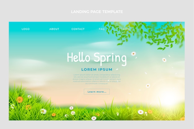 Free vector realistic spring landing page template