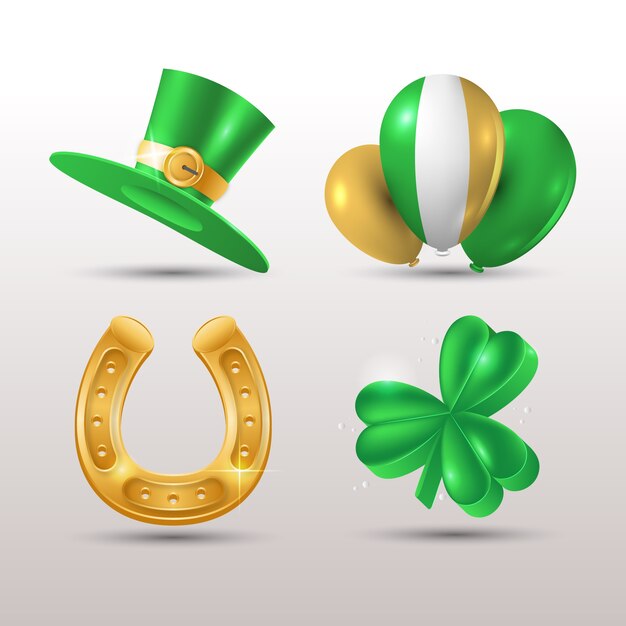 Realistic st patricks day element collection