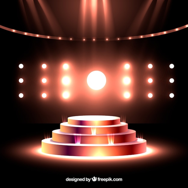 Free Vector realistic stage podium with elegant lightning