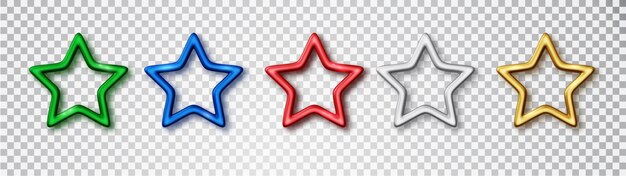 Realistic thin stars on a transparent background Set vector objects