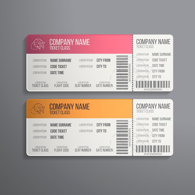 Free Vector realistic ticket mockup design