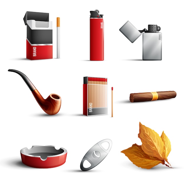 Free Vector realistic tobacco products set