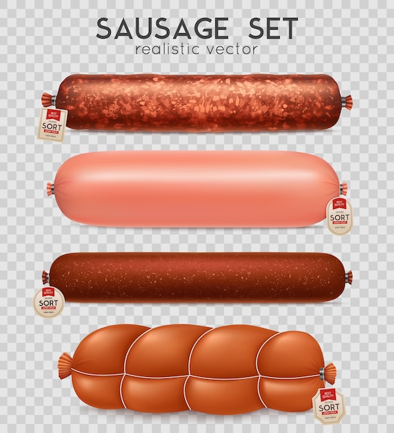 Realistic Transparent Sausage Set