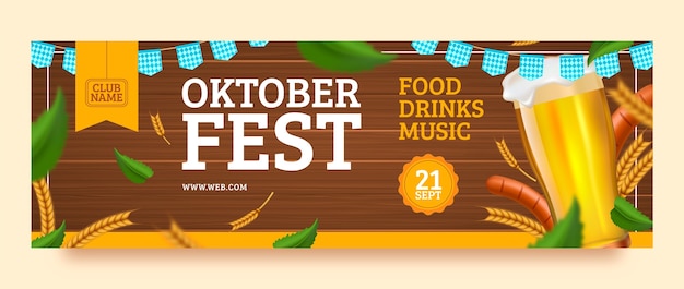 Realistic twitter header template for oktoberfest festival