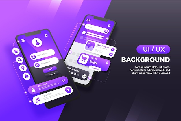 Free vector realistic ui/ux background