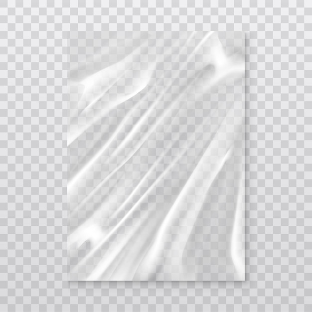Free vector realistic vector icon film polyethylene on transparent backgroundtransparent plastic film
