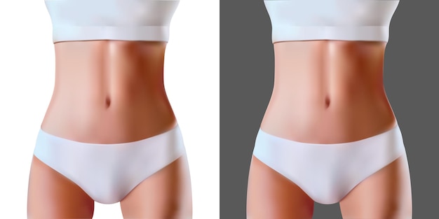 Free Vector realistic vector icon illustration woman body belly stomach or hygiene concept