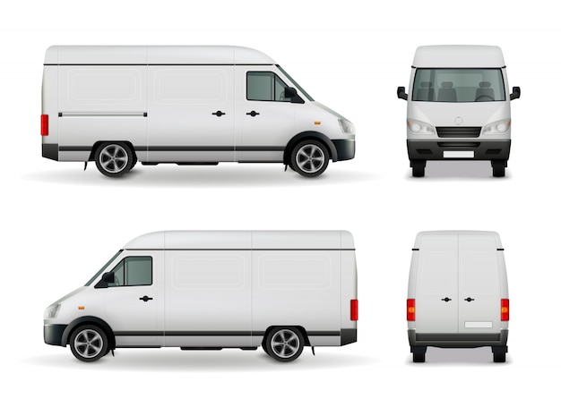 Realistic white cargo van