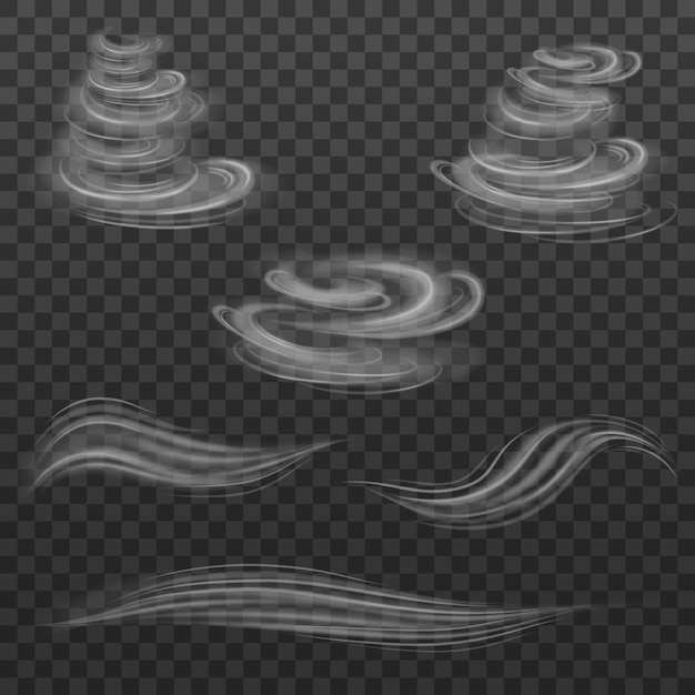 Free Vector realistic wind swirls vector with white color set