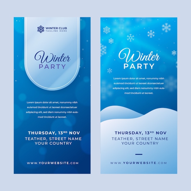 Free Vector realistic winter party vertical banner