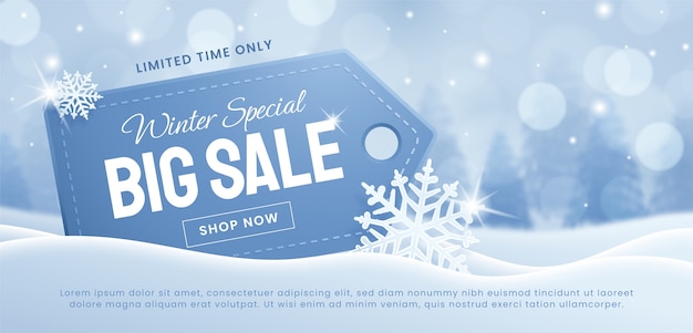 Free vector realistic winter sale banner template